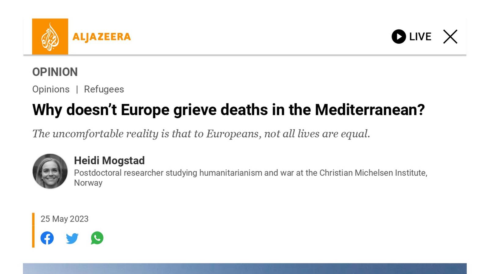 Why doesn't Europe grieve deaths in the Mediterranean?